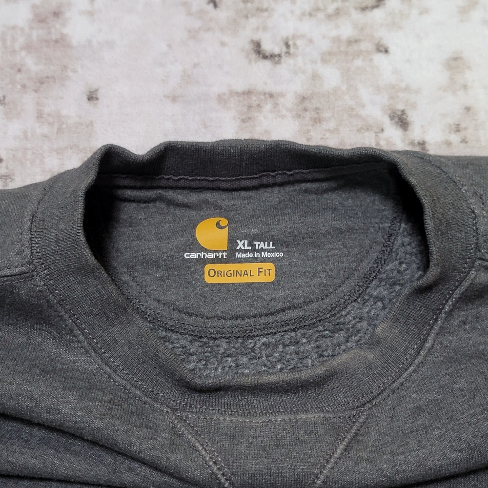 Carhartt Original Fit Crewneck Sweatshirt Men XL Tall Charcoal Gray Workwear - Picture 4 of 9
